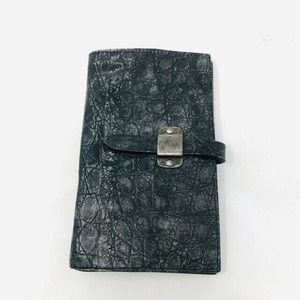Scunzani Black Gray Crocodile Leather Wallet